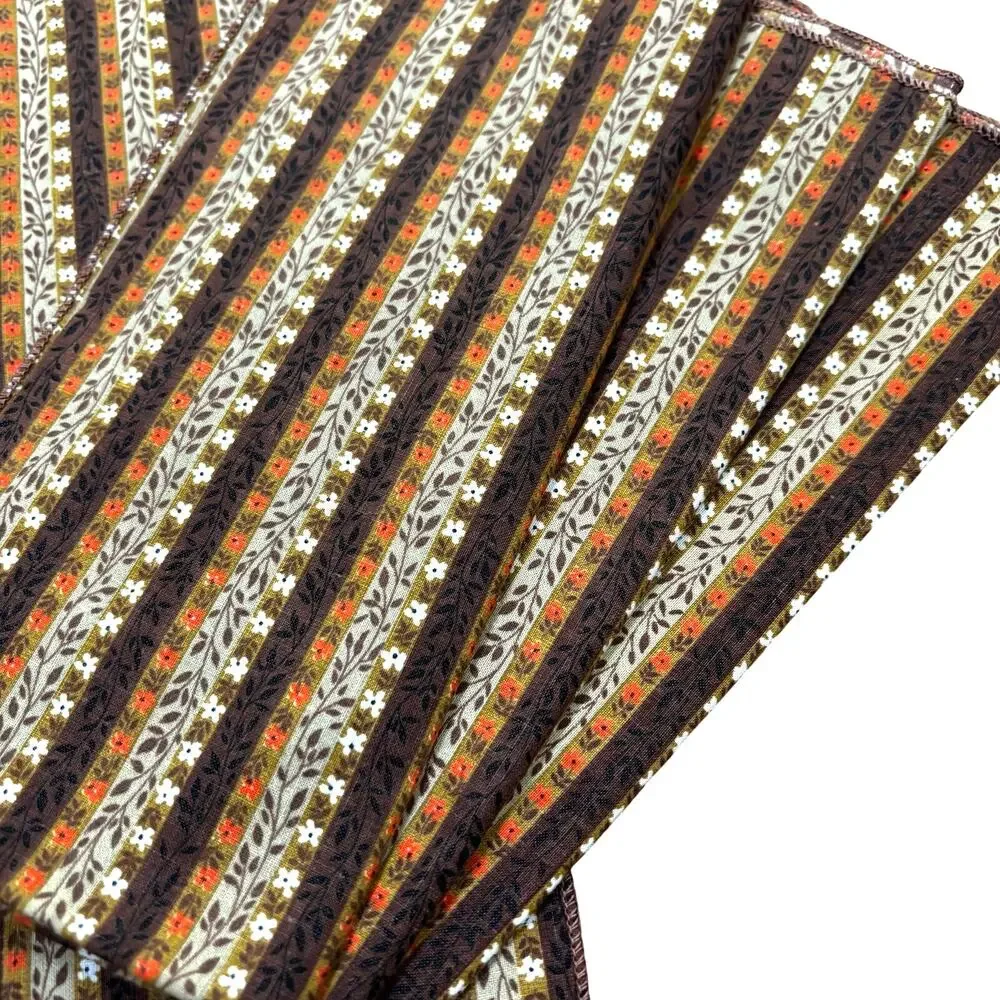 Cloth napkins 1970's tribal Boho brown cream orange stripe square cotton blend 4